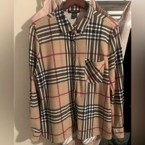 Tan plaid button up shirt